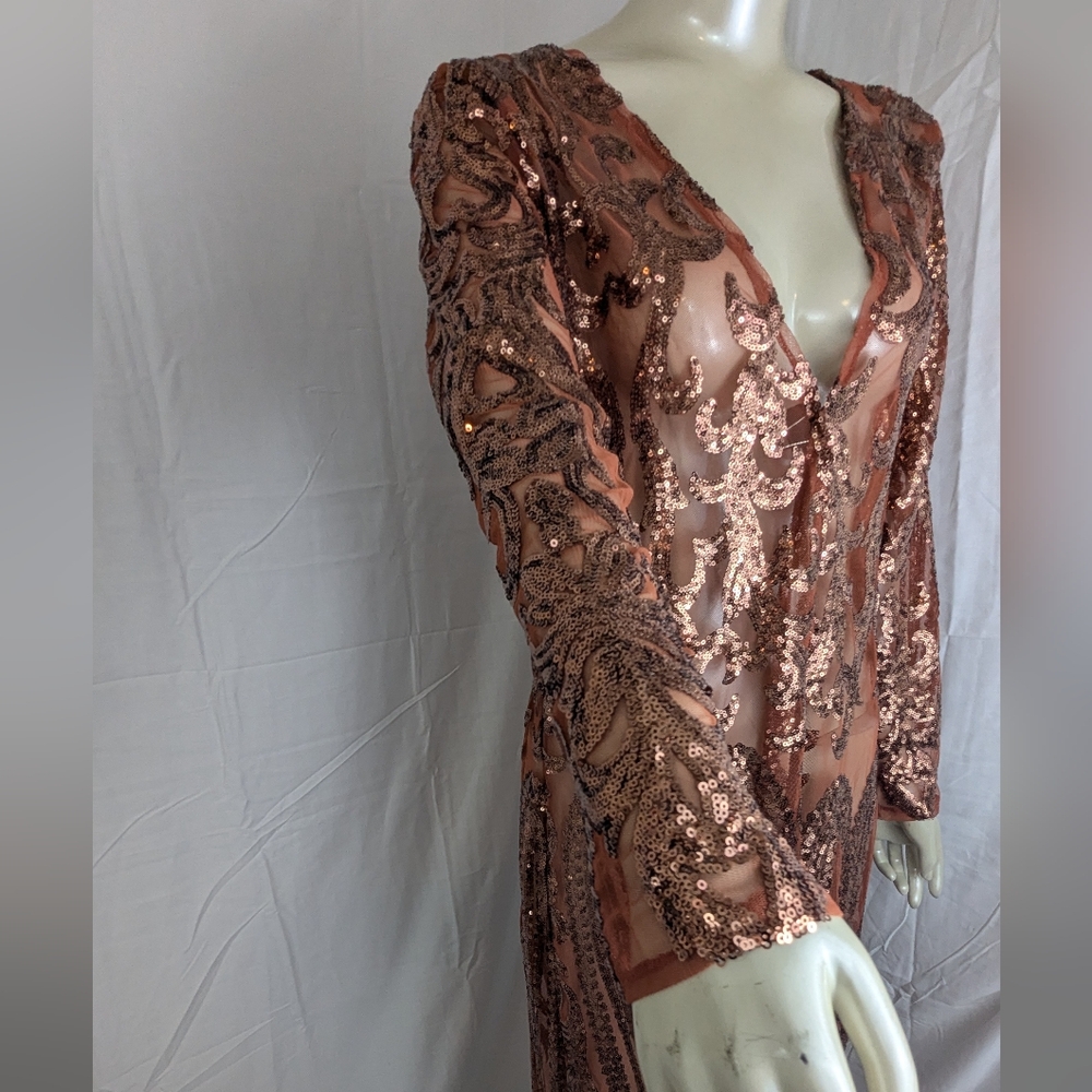 Southern Fried Chics NWT Copper Sequin Duster Medium - Picture 6 of 14